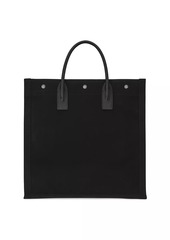 Yves Saint Laurent Rive Gauche North/South Tote Bag in Printed Canvas and Leather