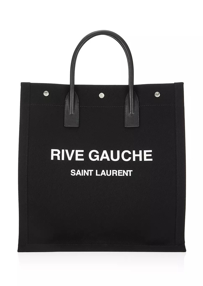 Yves Saint Laurent Rive Gauche North/South Tote Bag in Printed Canvas and Leather