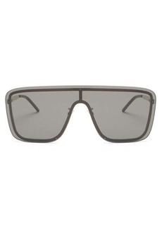 Yves Saint Laurent Saint Laurent Eyewear - Logo-engraved Shield Metal Sunglasses - Mens - Grey