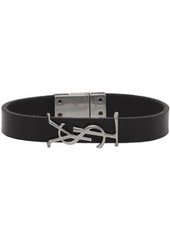 Yves Saint Laurent Saint Laurent Black & Silver Leather Opyum Bracelet