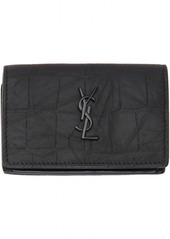 Yves Saint Laurent Saint Laurent Black Croc Monogramme Wallet