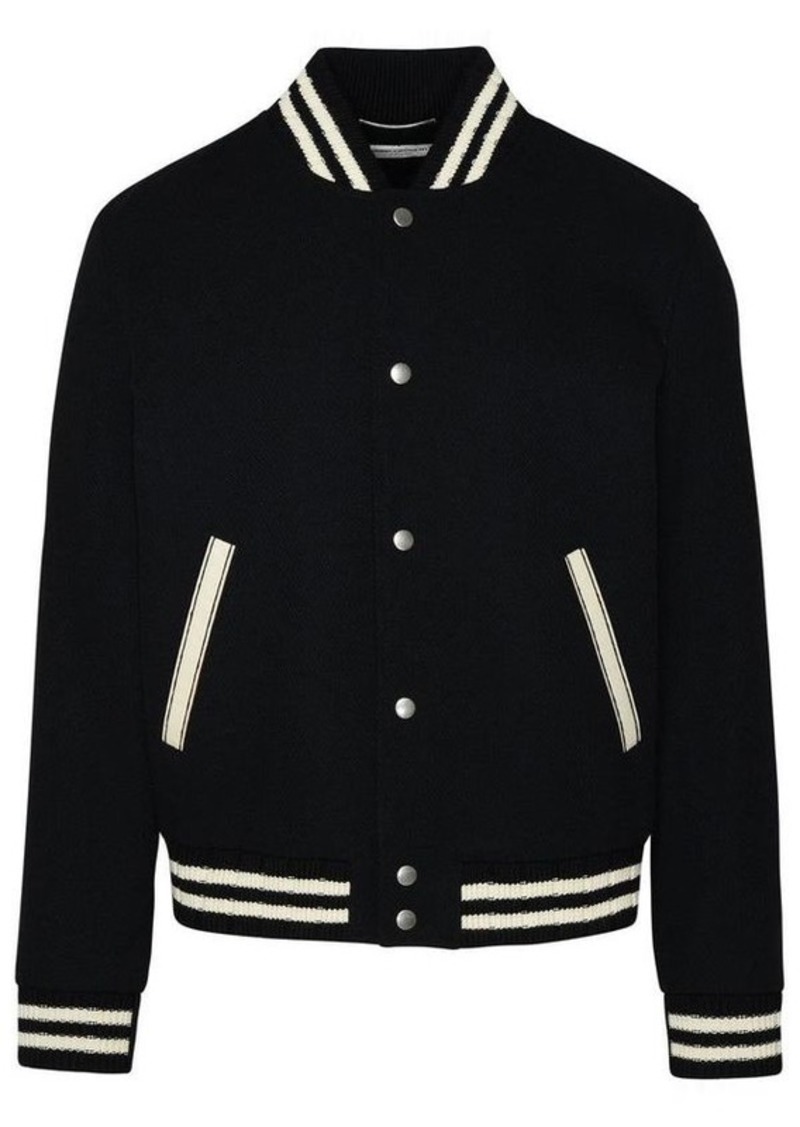 Yves Saint Laurent SAINT LAURENT Black wool bomber jacket