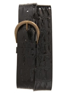 Yves Saint Laurent Saint Laurent Cocco Croc Embossed Patent Leather Belt