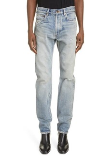 Yves Saint Laurent Saint Laurent Distressed Relaxed Fit Jeans in Melrose Blue at Nordstrom