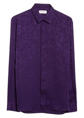 Yves Saint Laurent Saint Laurent Floral Silk Button-Up Shirt in 5100 - Violet at Nordstrom