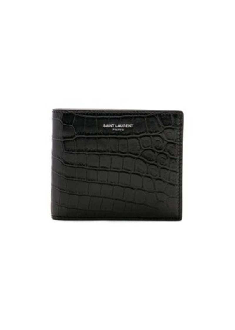 Yves Saint Laurent Saint Laurent Matte Croc Billfold Wallet