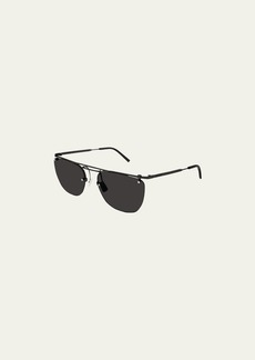 Yves Saint Laurent Saint Laurent Men's Double-Bridge Rimless Metal Aviator Sunglasses