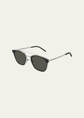 Yves Saint Laurent Saint Laurent Men's Metal Flush-Lens Brow-Bar Sunglasses