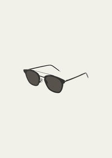 Yves Saint Laurent Saint Laurent Men's Metal Flush-Lens Brow-Bar Sunglasses  Black Pattern