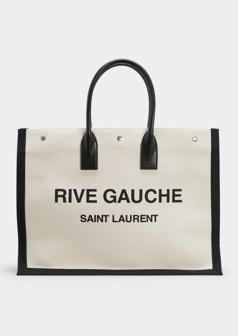 Yves Saint Laurent Saint Laurent Men's Rive Gauche Linen and Leather Tote Bag