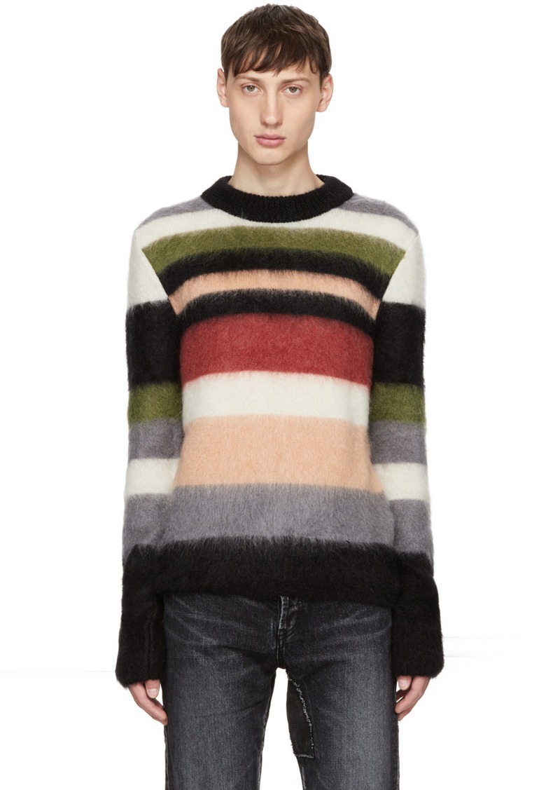 Yves Saint Laurent Saint Laurent Multicolor Striped Mohair Sweater ...