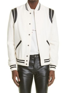 Yves Saint Laurent Saint Laurent Teddy Stretch Wool Varsity Jacket