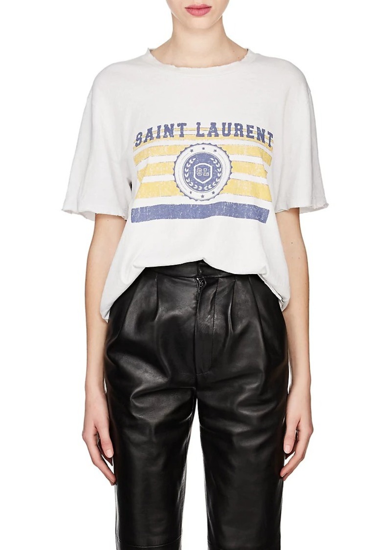 Saint Laurent Women's Collegiate-Print Cotton Oversized T-Shirt 