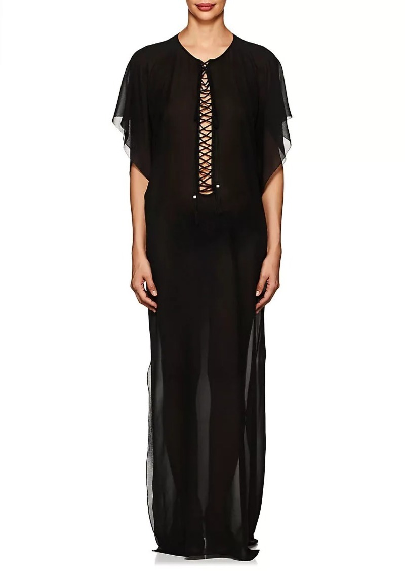 yves saint laurent evening caftan in black silk velvet