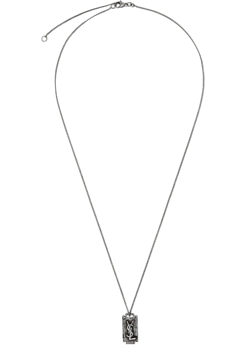 Silver Monogramme Razor Blade Necklace