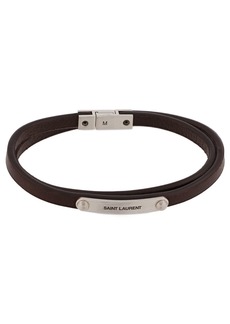 Yves Saint Laurent Sl Double Wrap Leather Bracelet