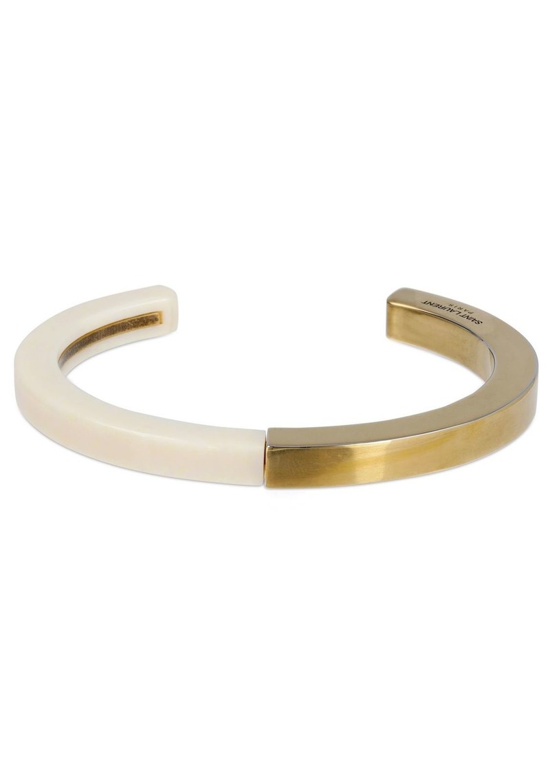 Yves Saint Laurent Square Brass & Resin Bracelet