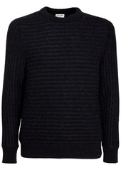 Yves Saint Laurent Striped Jacquard Knit Wool Blend Sweater