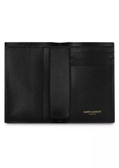 Yves Saint Laurent Tiny Cassandre Credit Card Wallet in Shiny Leather