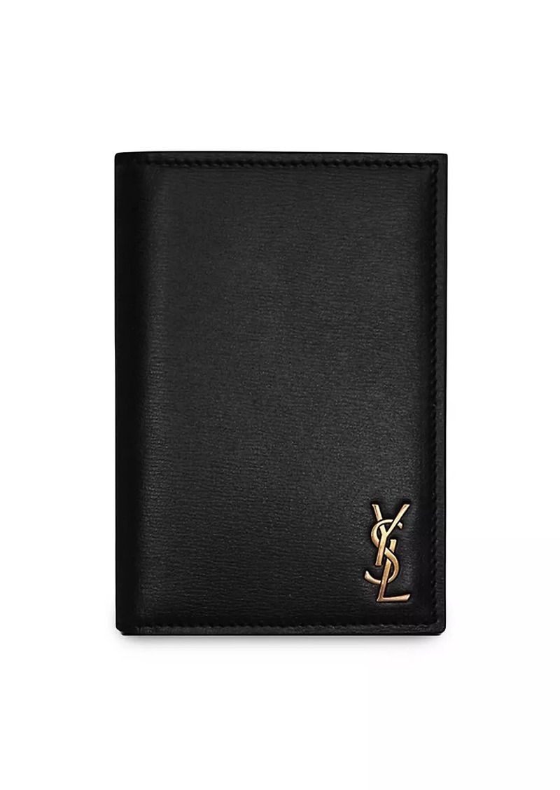 Yves Saint Laurent Tiny Cassandre Credit Card Wallet in Shiny Leather