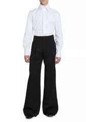 Yves Saint Laurent Wide-Leg Tuxedo Pants in Grain De Poudre