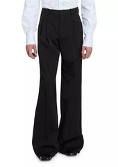 Yves Saint Laurent Wide-Leg Tuxedo Pants in Grain De Poudre