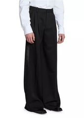 Yves Saint Laurent Wide-Leg Tuxedo Pants in Grain De Poudre