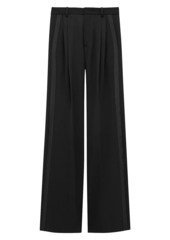 Yves Saint Laurent Wide-Leg Tuxedo Pants in Grain De Poudre