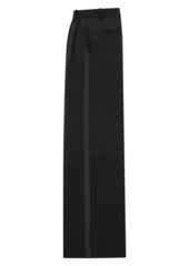 Yves Saint Laurent Wide-Leg Tuxedo Pants in Grain De Poudre