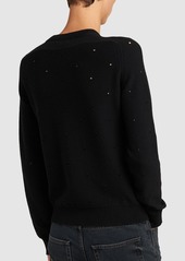 Yves Saint Laurent Wool Knit Crewneck Sweater W/crystals