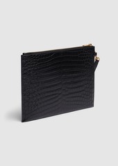 Yves Saint Laurent Ysl Croc Embossed Leather Ipad Holder