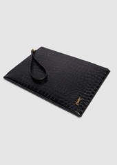 Yves Saint Laurent Ysl Croc Embossed Leather Ipad Holder