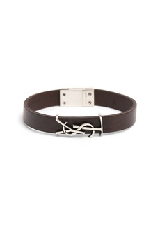 Yves Saint Laurent Ysl Single Wrap Leather Bracelet
