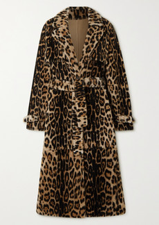 Yves Salomon Belted Leopard-print Shearling Trench Coat