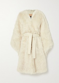 Yves Salomon Belted Shearling Cape