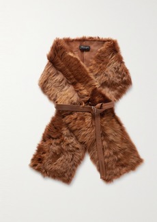 Yves Salomon Leather-trimmed Shearling Scarf