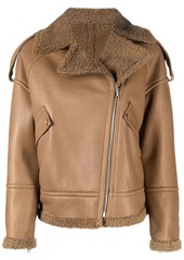 Yves Salomon leather zip-up biker jacket