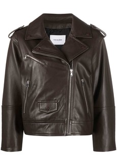 Yves Salomon leather zip-up flight jacket