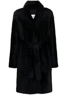 Yves Salomon notched-lapels belted-waist coat
