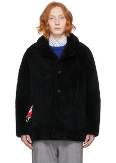Yves Salomon - Army Black Shearling Buttoned Jacket
