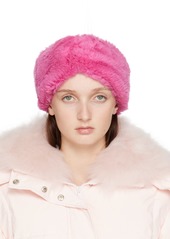 Yves Salomon - Meteo Pink Natural Woven Shearling Headband