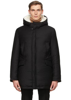 Yves Salomon Black Down & Fur Coat