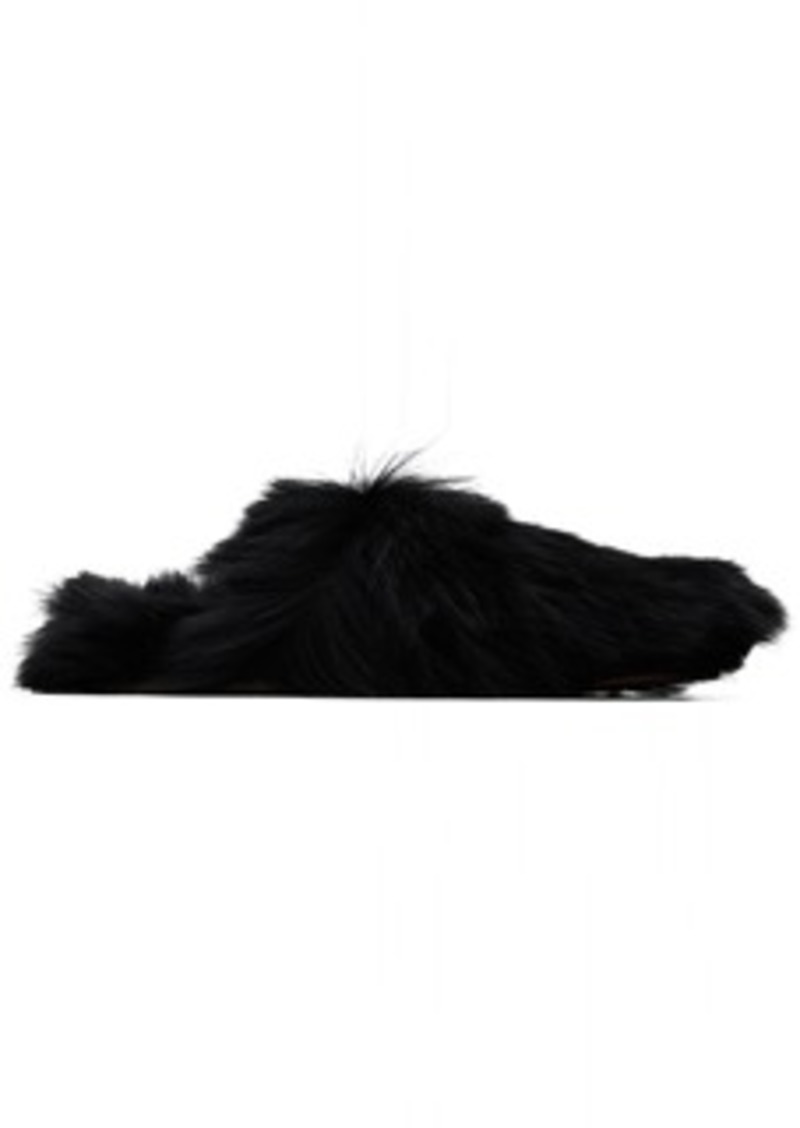 Yves Salomon Black Toscana Lambskin Slippers