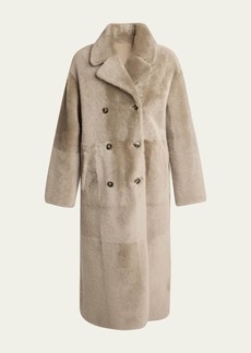 Yves Salomon Lacon Double-Breasted Shearling Coat