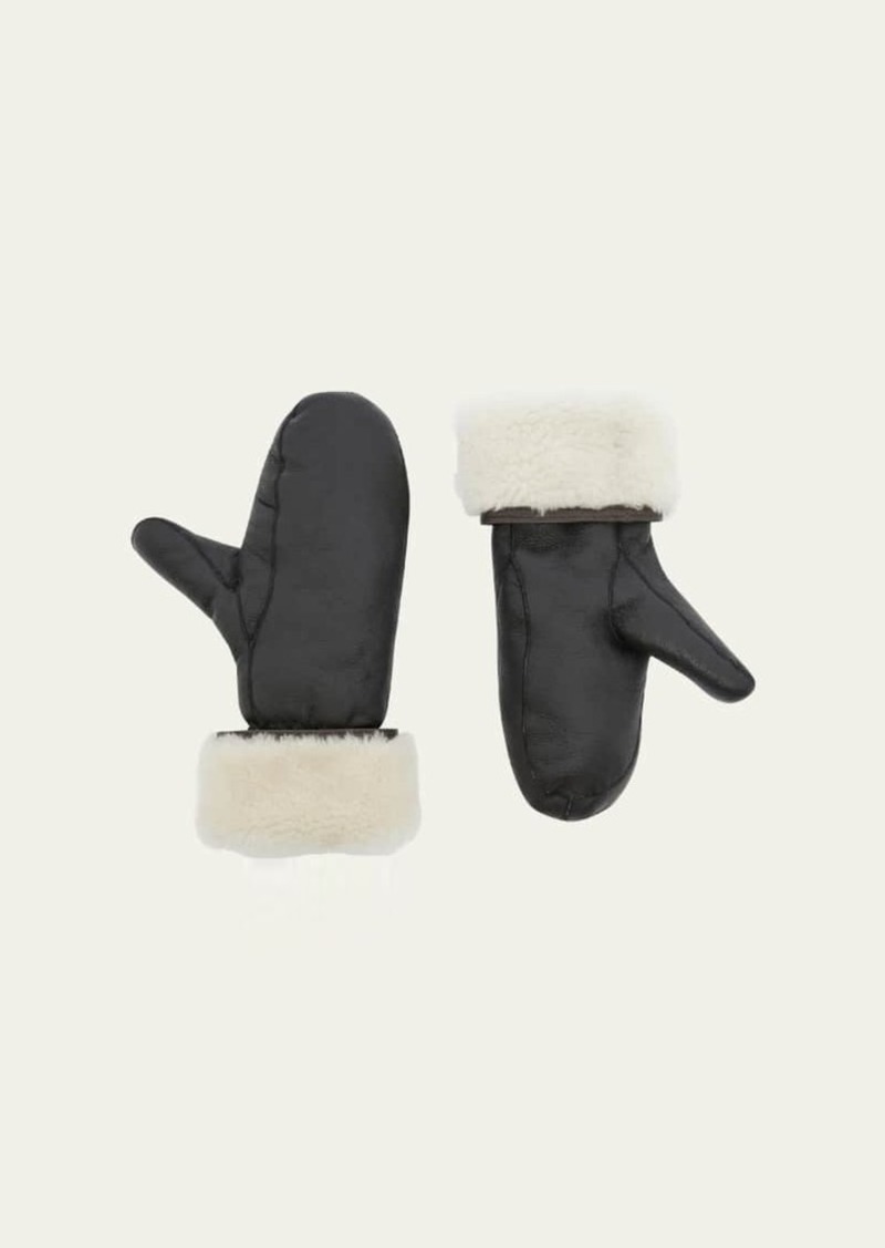 Yves Salomon Mittens W/ Dyed Sheep Shearling Trim