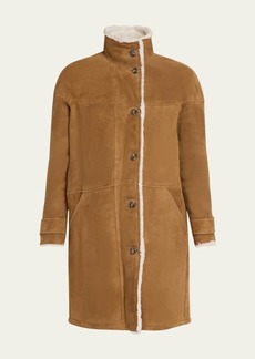 Yves Salomon Paneled Shearling Coat