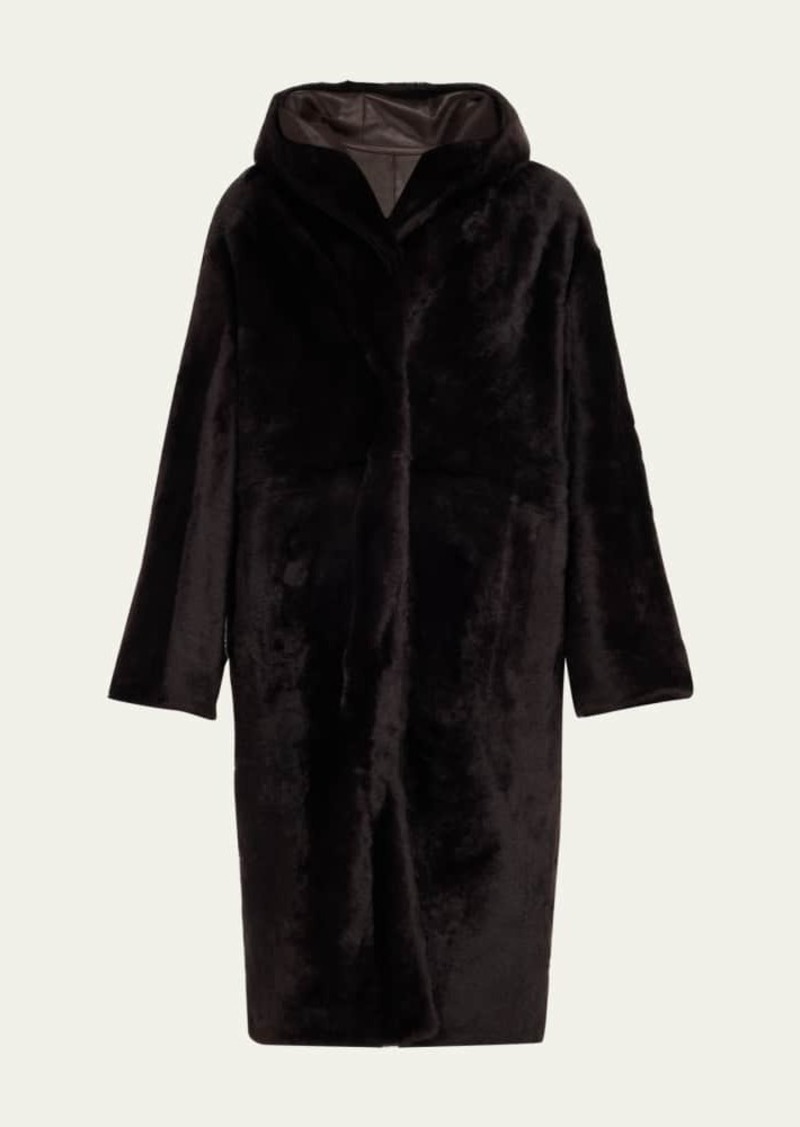 Yves Salomon Reversible Hooded Shearling Coat