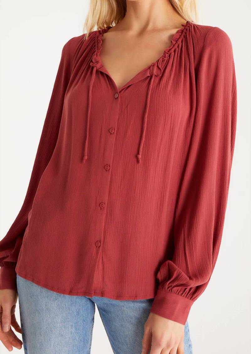 Z Supply Adella Long Sleeve Top In Rouge