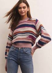 Z Supply Asheville Stripe Sweater In Magenta Punch