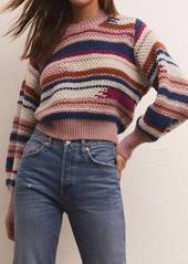 Z Supply Asheville Stripe Sweater In Magenta Punch